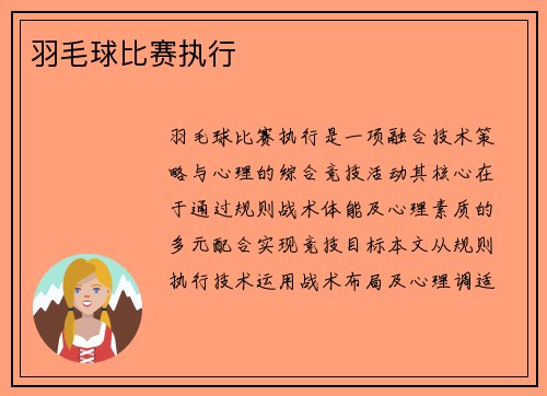 羽毛球比赛执行