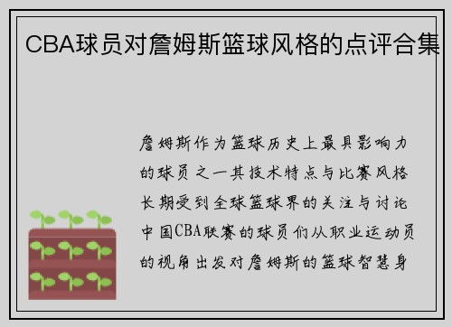 CBA球员对詹姆斯篮球风格的点评合集