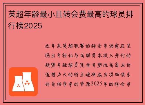 英超年龄最小且转会费最高的球员排行榜2025